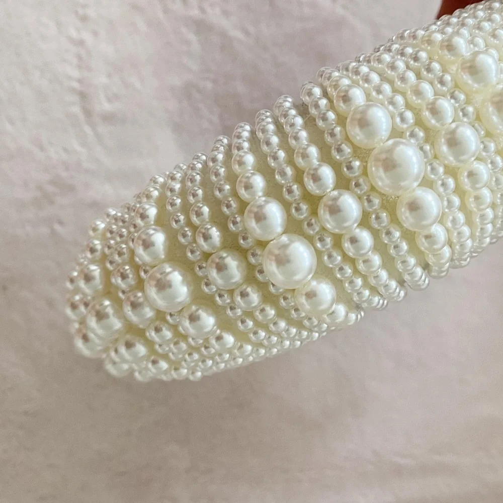 NWOT Pearl Padded Headband White Cream Classic Handmade Wedding Spring